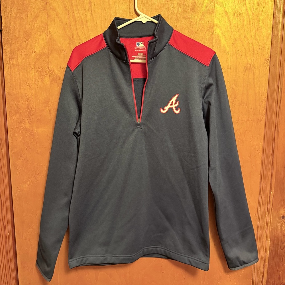 MLB‎ Atlanta Braves Navy and Red Half-Zip Pullover